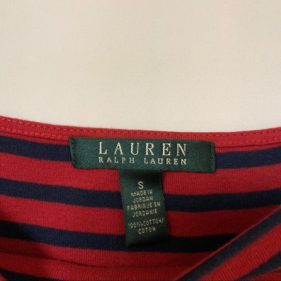 Ralph Lauren 3/4 Sleeve Top Striped Sailor Buttons - Picture 4 of 5
